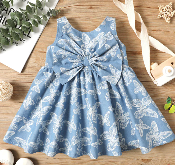 Pastel blue butterfly bow dress! 🦋