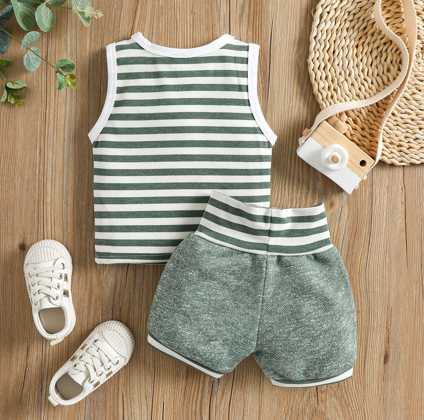 100% cotton Striped Green Set 🍃
