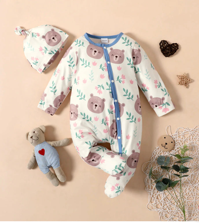 Soft bear jumpsuit with cute hat! 🐻
