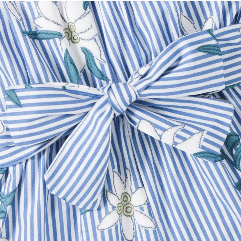 White flowers blue striped romper ♡